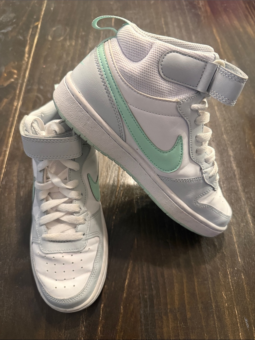 Nike Court Borough Mid 2 - White High-Top Sneakers with Mint Green Swoosh